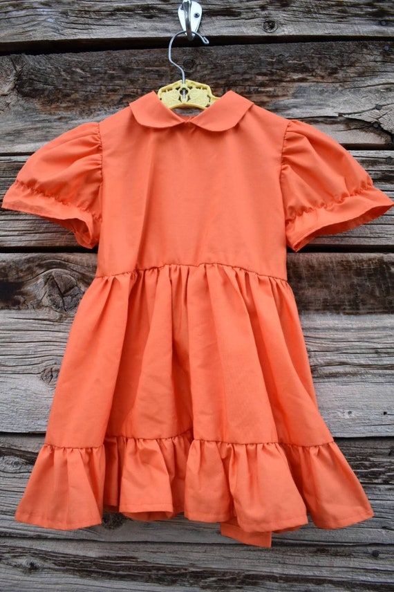 Vintage 1960s Handmade Orange Toddler Dress