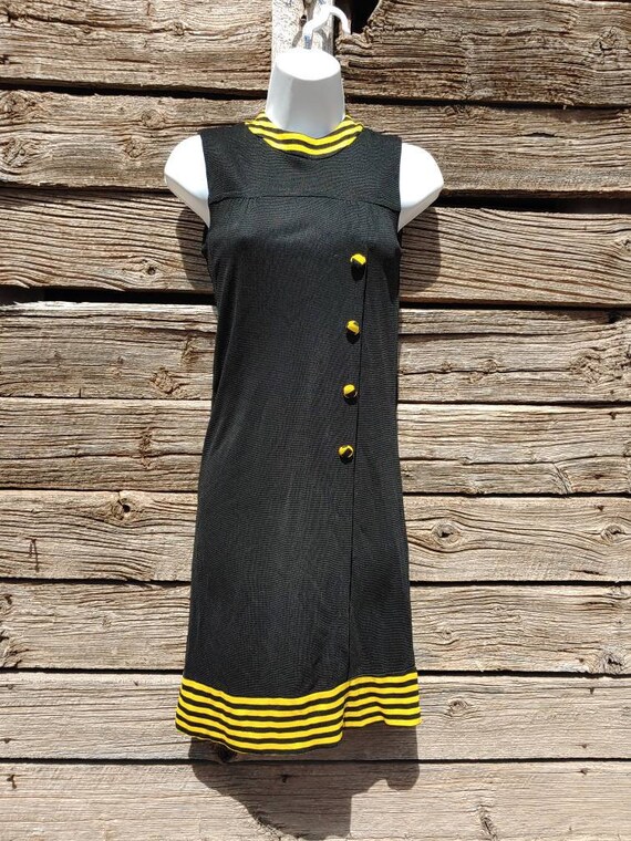 Vintage 1960s 60s Does 20s Black and Yellow Mod Mini Dress - Etsy
