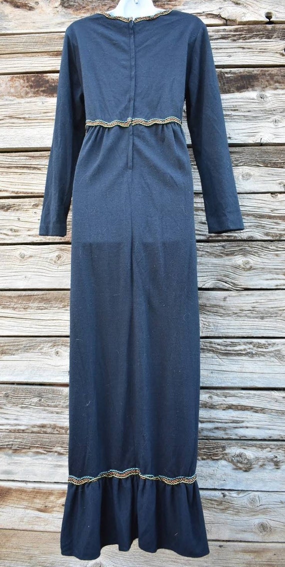 Vintage 1960s / 1970s Longsleeve Black Maxi Dress… - image 4