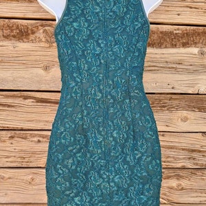 Retro Vintage 1990s Green Gunne Sax Metallic Mini Dress image 3
