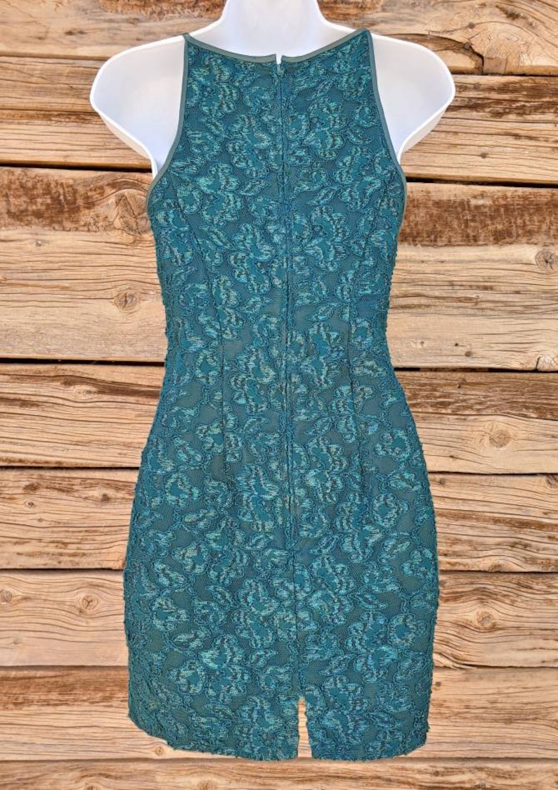 Retro Vintage 1990s Green Gunne Sax Metallic Mini Dress image 3