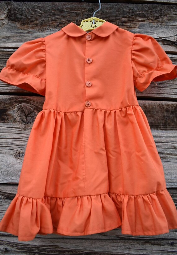 Vintage 1960s Handmade Orange Toddler Dress - image 2