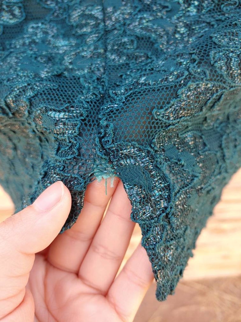Retro Vintage 1990s Green Gunne Sax Metallic Mini Dress image 7