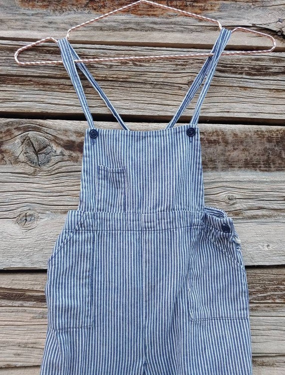 Handmade Vintage 1970s Kids Blue and White Stripe… - image 1