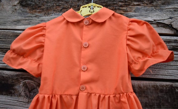 Vintage 1960s Handmade Orange Toddler Dress - image 4