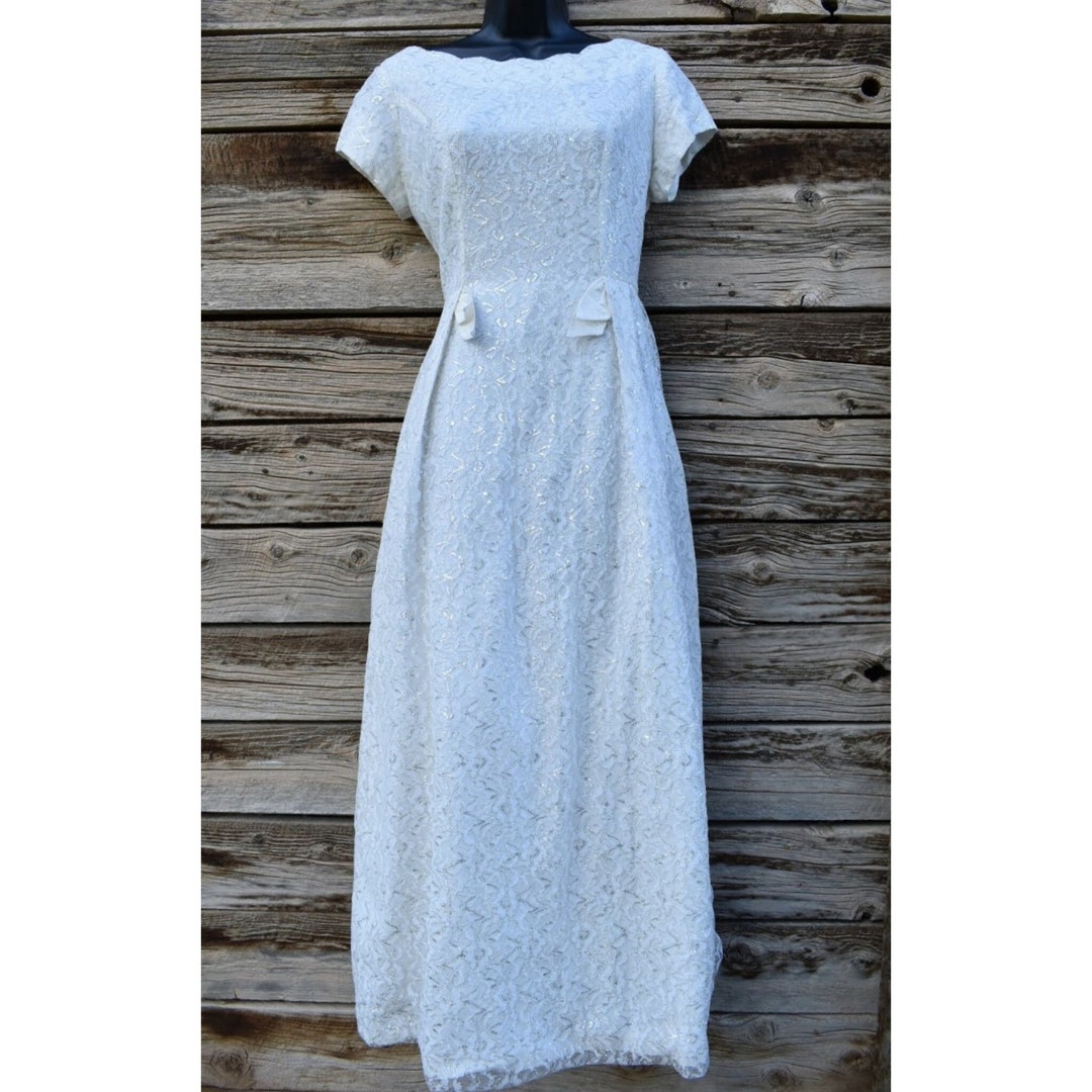 Vintage 1950s Handmade White and Silver Lace Dress - Etsy