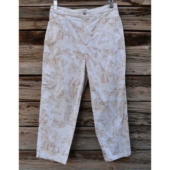 Retro Vintage 1990s Bill Blass Jeans Toile Capris… - image 1