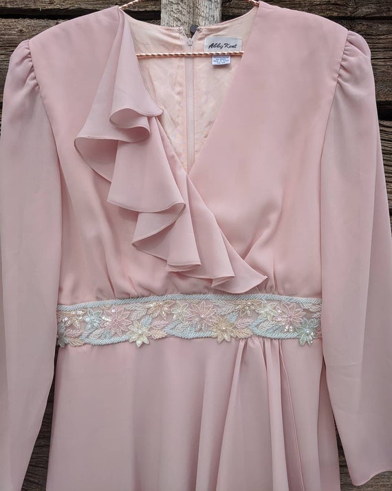 Vintage 1980's Abby Kent Mauve Pink Semiformal Dr… - image 2