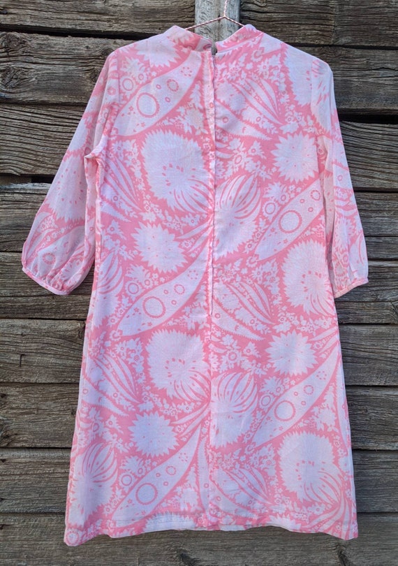 Vintage 1960s Betty Hartford Pink Swirl Belted Dr… - image 5