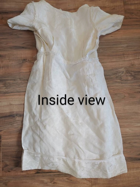 Vintage Late 1950s Handmade White Brocade Dress - image 5