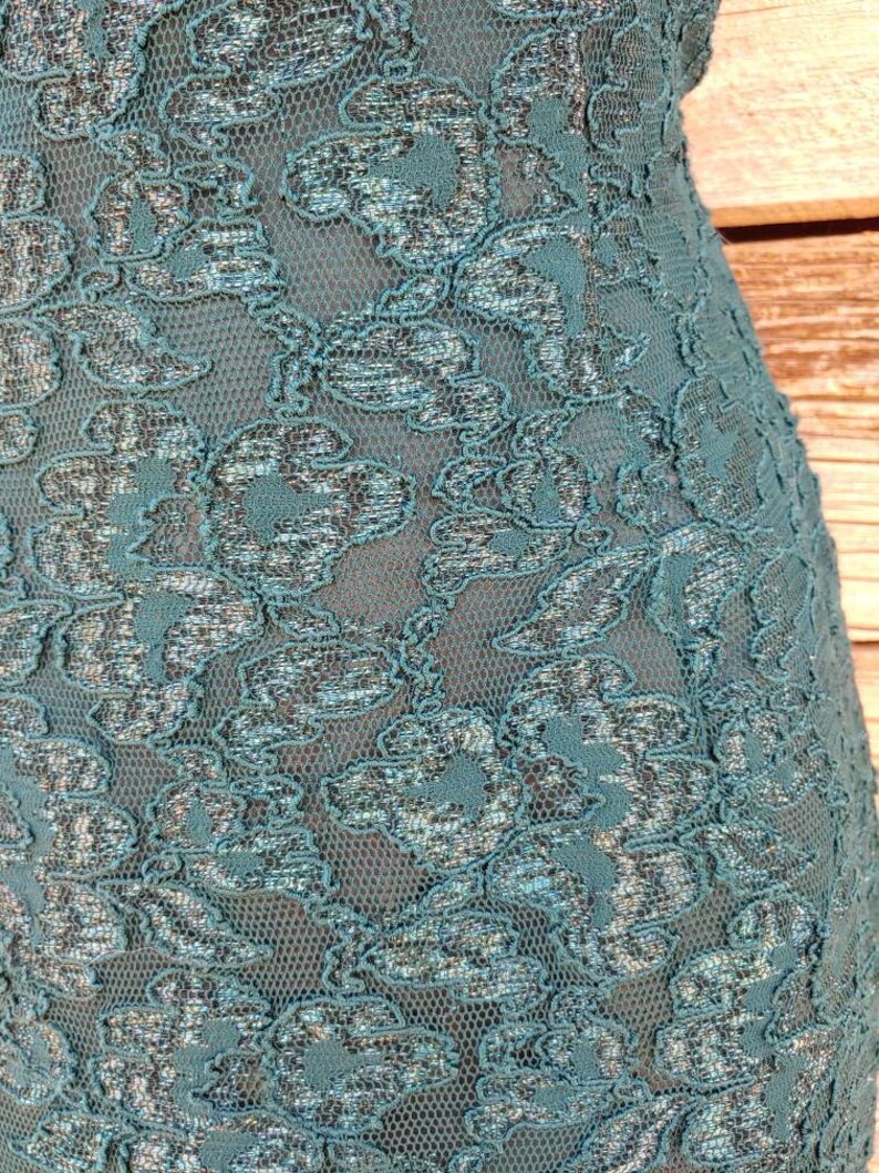 Retro Vintage 1990s Green Gunne Sax Metallic Mini Dress image 4