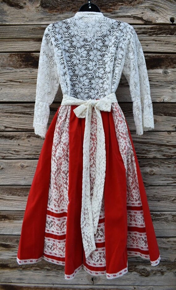 Deadstock Vintage 1960s Red Velvet and White Lace… - image 1