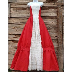 Vintage 1960's Mike Benet Formals Red and White Taffeta Ballgown