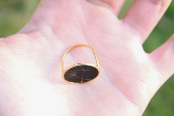 US Size 7 Only Real Dandelion Seeds Ring Geometrical Ring Circle