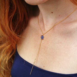 Myosotis Hexagone necklace Deep neckline Veritable Forget me nots Geometrical pendant Resin pendant Y necklace Bohème necklace Terrarium