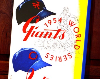 Canvas Gallery Wrap, 1954 Vintage New York - Cleveland World Series Program Cover, Wall Art Decor, Sports Memorabilia, Baseball Fan