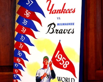 1958 Vintage New York Yankees - Milwaukee Braves World Series Program - Canvas Gallery Wrap