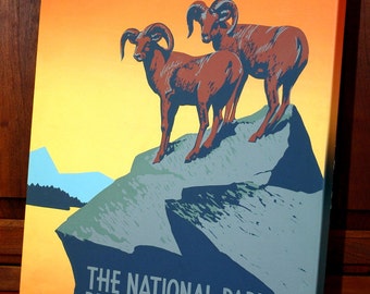 Vintage WPA Poster - The National Parks - Rams  - Canvas Gallery Wrap