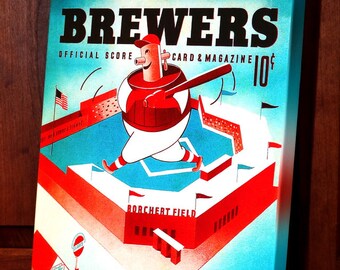 1943 Vintage Milwaukee Brewers Score Card Program - Canvas Gallery Wrap
