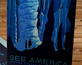 Vintage WPA Poster - See America - US Travel Bureau - Canvas Gallery Wrap