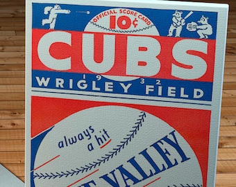 1932 Vintage Chicago Cubs Baseball Program - Blue Valley - Canvas Gallery Wrap