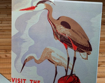 Vintage WPA Poster - Visit the Zoo Pelicans  - Canvas Gallery Wrap