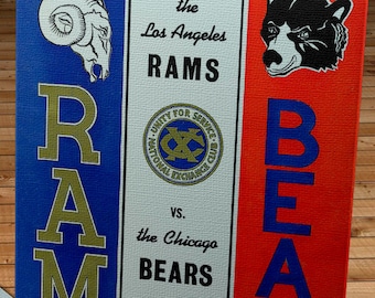 1965 Vintage Chicago Bears - Los Angeles Rams Football Program - Canvas Gallery Wrap