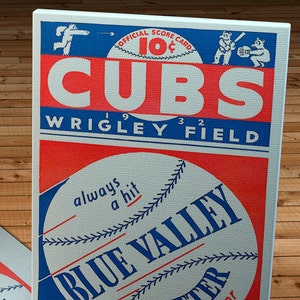 1932 Vintage Chicago Cubs Baseball Program - Blue Valley - Canvas Gallery Wrap
