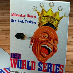1957 Vintage Milwaukee Braves - New York Yankees World Serie Programm - Leinwand Gallery Wrap