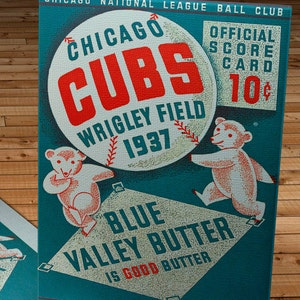 1937 Vintage Chicago Cubs Baseball Program - Canvas Gallery Wrap