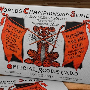 1909 Vintage Detroit Tigers - Pittsburgh Pirates World Series Score Card  - Canvas Gallery Wrap