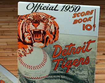 1950 Vintage Detroit Tigers - Briggs Stadium Program   - Canvas Gallery Wrap