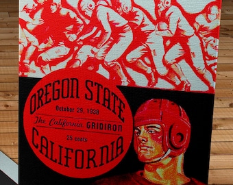 1938 Vintage Oregon State Beavers- California Bears Football Program - Canvas Gallery Wrap