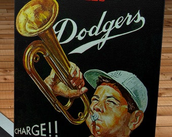 1962 Vintage Los Angeles Dodgers Program Cover - Charge! - Canvas Gallery Wrap