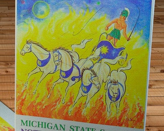 1966 Vintage Notre Dame Fighting Irish - Michigan State Spartans Football Program - Canvas Gallery Wrap