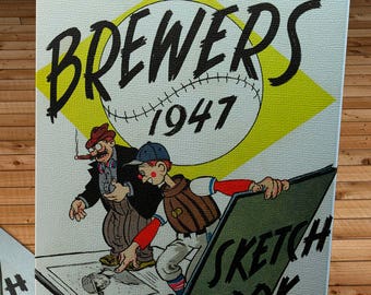 1947 Vintage Milwaukee Brewers Sketchbook - Canvas Gallery Wrap