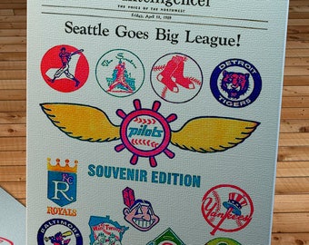 1969 Vintage Seattle Pilots - Seattle Intelligencer Newspaper Program - Canvas Gallery Wrap