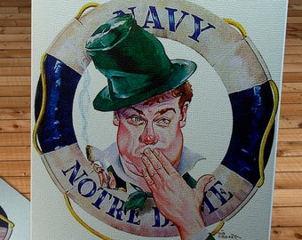 1946 Vintage Navy - Notre Dame - Football Program - Canvas Gallery Wrap