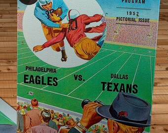 1952 Vintage Philadelphia Eagles - Dallas Texans Football Program - Canvas Gallery Wrap