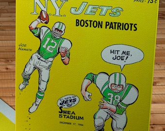 1966 Vintage New York Jets -Boston Patriots Football Program Cover - Canvas Gallery Wrap