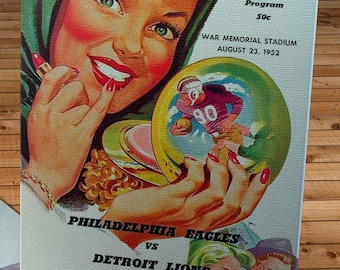 1952 Vintage Detroit Lions - Philadelphia Eagles  Football Program Cover - Canvas Gallery Wrap