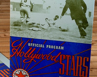 1947 Vintage Hollywood Stars Baseball Program - Gilmore Field - Canvas Gallery Wrap
