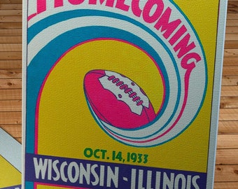 1933 Vintage Wisconsin Badgers  - Illinois Fighting Illini Football Program Cover - Canvas Gallery Wrap