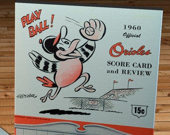 1960 Vintage Baltimore Orioles Scorecard - Canvas Gallery Wrap