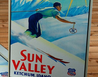 1940's Vintage Sun Valley Travel Poster - Union Pacific - Canvas Gallery Wrap