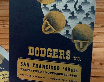 1946 Vintage Brooklyn Dodgers - San Francisco 49ers - Football Program - Canvas Gallery Wrap