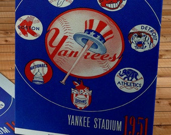 1951 Vintage New York Yankees Scorecard - 50th Anniversary - American League - Canvas Gallery Wrap