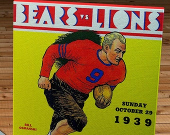 1939 Vintage Detroit Lions - Chicago Bears Football Program Cover - Canvas Gallery Wrap