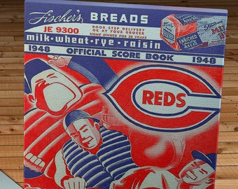 1948 Vintage Cincinnati Reds Baseball ScoreBook - Canvas Gallery Wrap