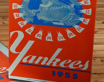 1955 Vintage New York Yankees Scorecard - Home of Champions - Canvas Gallery Wrap
